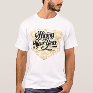 Camiseta Elegante celebración festiva de año nuevo en oro