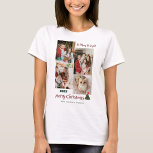 Camiseta Elegante Collage de fotos de familia de Navidades 