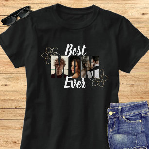 Camiseta Elegante Collage de Fotos de la Mejor Mamá en Blan