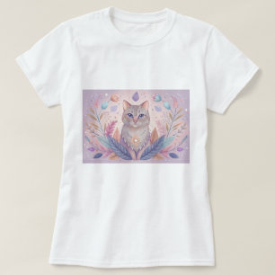 Camiseta elegante con gatito lindo en colores past