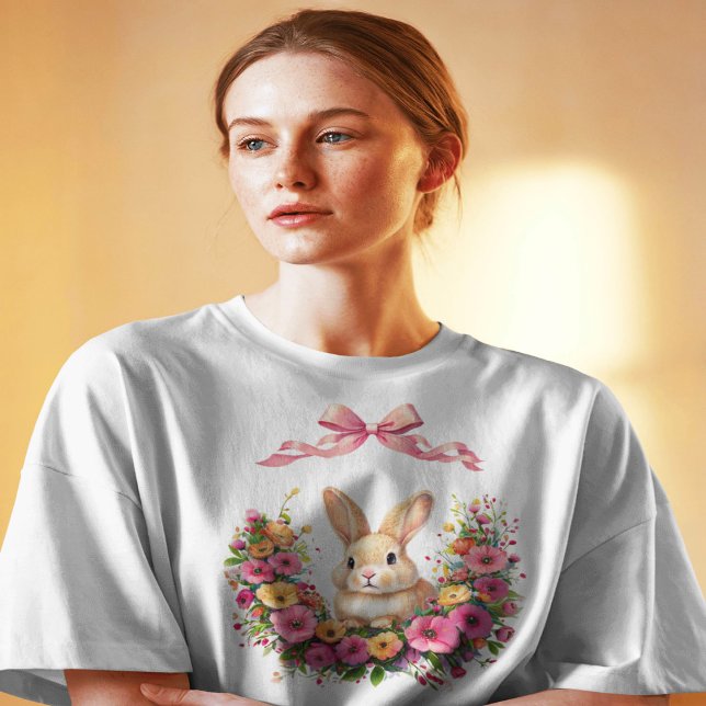 Camiseta Elegante Coquette Easter Bunny Shirt - Floral Chin (Subido por el creador)