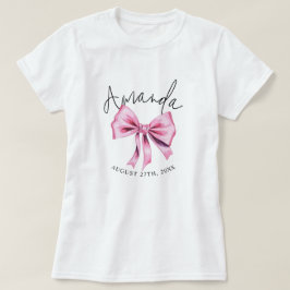 Camiseta Elegante Coquette Rosa Bow Sweet 16 Cumpleaños