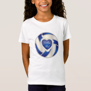 Camiseta Elegante Corazón de Diamante Voleibol Azul Oscuro