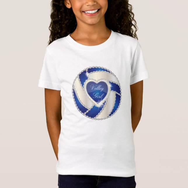 Camiseta Elegante Corazón de Diamante Voleibol Azul Oscuro (Anverso)