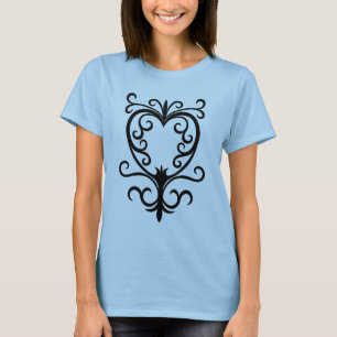 Camiseta Elegante corazón gótico damasco de desplazamiento