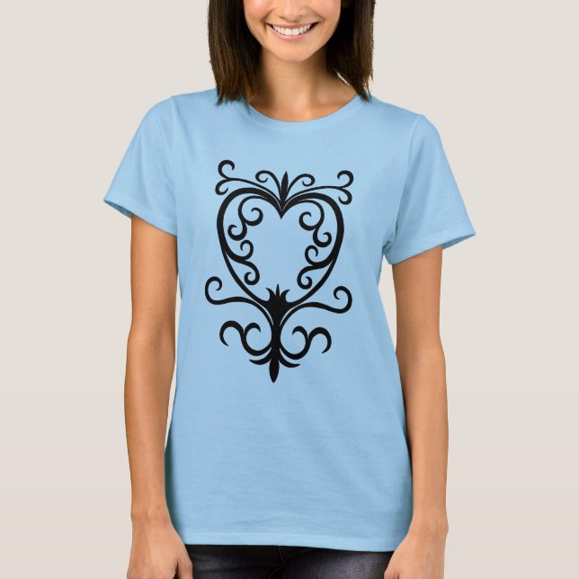 Camiseta Elegante corazón gótico damasco de desplazamiento (Anverso)