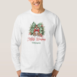 Camiseta Elegante corgi acuarela con arco de Navidades