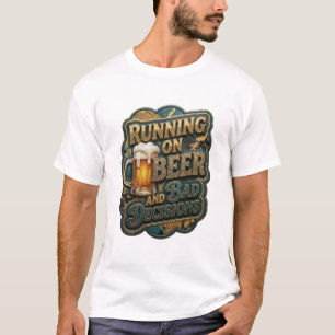 Camiseta Elegante CORRIENDO CON CERVEZA Y MALAS DECISIONES