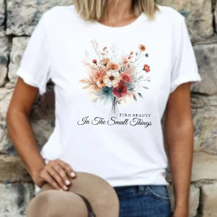 Camiseta Elegante Cotización De Flores Vintage