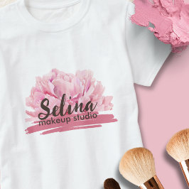 Camiseta Elegante Cream Rubor Pink Floral Makeup Studio