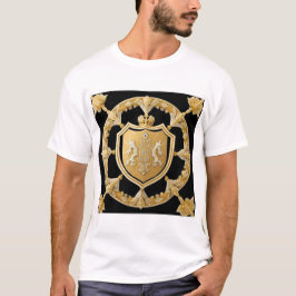 Camiseta Elegante cresta ornamental dorada con escudo