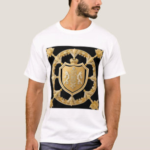 Camiseta Elegante cresta ornamental dorada con escudo