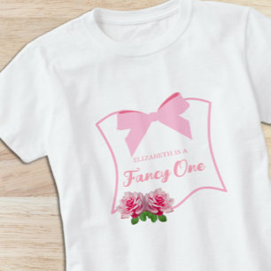 Camiseta Elegante Cumpleaños Uno con Lazo Floral