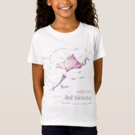 Camiseta Elegante Cute Rosa Flying Kite Nubes Sky