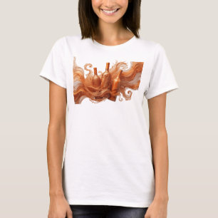 Camiseta elegante de arte abstracto naranja con de
