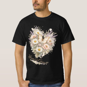 Camiseta elegante de corazón con ramo floral – Vin