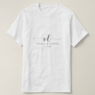 Camiseta elegante de fecha de boda personalizada V