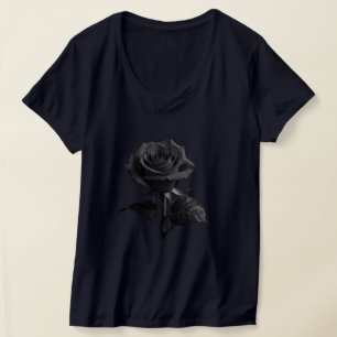 Camiseta elegante de flor negra