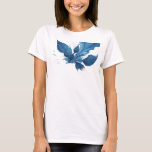 Camiseta elegante de hojas abstractas Navy
