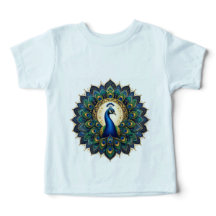 Camiseta elegante de mandala de pavo real para niñ