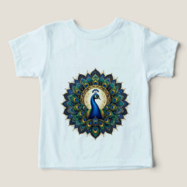 Camiseta elegante de mandala de pavo real para niñ