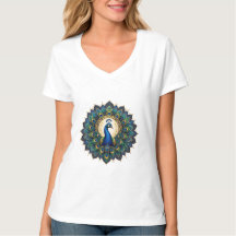 Camiseta elegante de mandala de pavo real para niñ