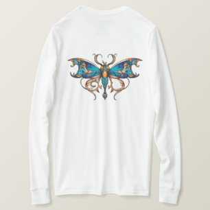Camiseta elegante de mariposa de filigrana azul y