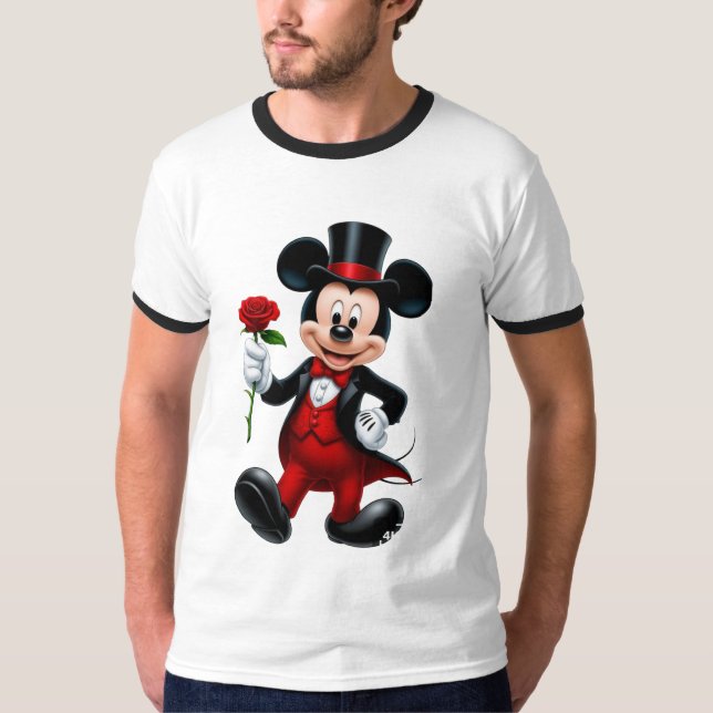 Camiseta elegante de Mickey Mouse con rosa de noch (Anverso)