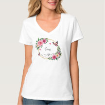 Camiseta elegante de mujer con nombre floral perso