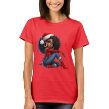 Camiseta Elegante de Navidad para Chicas Negras —
