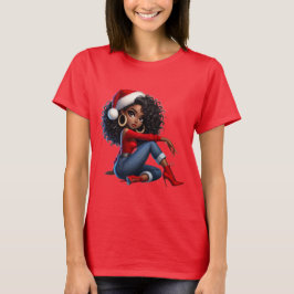 Camiseta Elegante de Navidad para Chicas Negras —