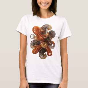 Camiseta elegante de plata con arte abstracto