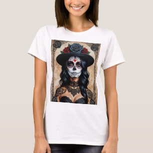 Camiseta Elegante Día de la Calavera Gótica del Azúcar Muer