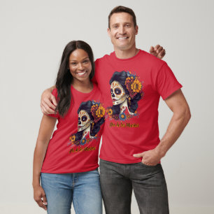 Camiseta Elegante Día de la Muerte de la Mujer del Cráneo d