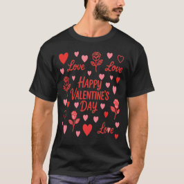 Camiseta Elegante Día de San Valentín Negro 