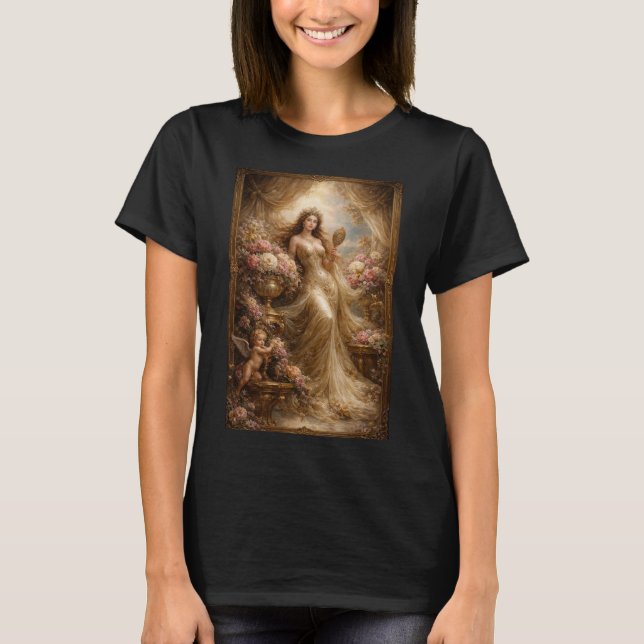 Camiseta Elegante Diosa Dorada con Querubín  (Anverso)