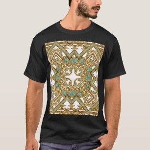 Camiseta Elegante diseño barroco dorado, ornamental.