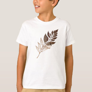 Camiseta Elegante Diseño Botánico de Hoja Marrón Seca