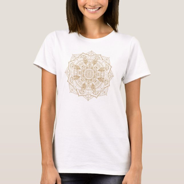 Camiseta Elegante diseño de manada blanca y dorada (Anverso)