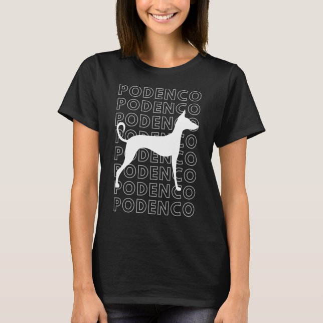 Camiseta Elegante diseño de silueta de perro podenco (Anverso)