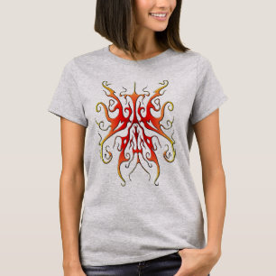 Camiseta Elegante diseño de tatuaje tribal - llama roja