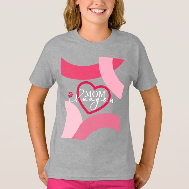 Camiseta Elegante diseño Texto Mamá te amo con corazón (Anverso)