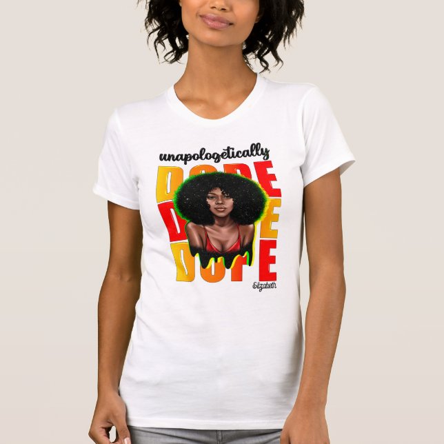 Camiseta Elegante diva negra con audaz y moderno estilo (Anverso)