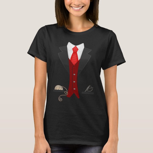 Camiseta Elegante divertido falso Tuxedo Suit lindo balde n (Anverso)