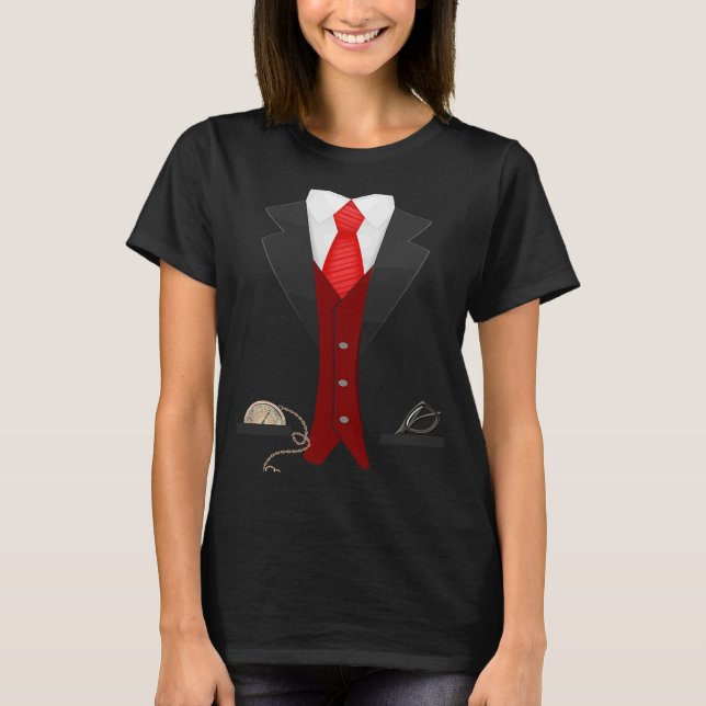 Camiseta Elegante divertido falso Tuxedo Suit lindo balde n (Anverso)