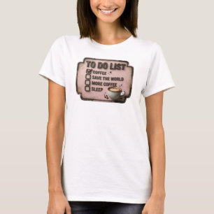 Camiseta elegante dorada CAFÉ PRIMERO SALVA MUNDO