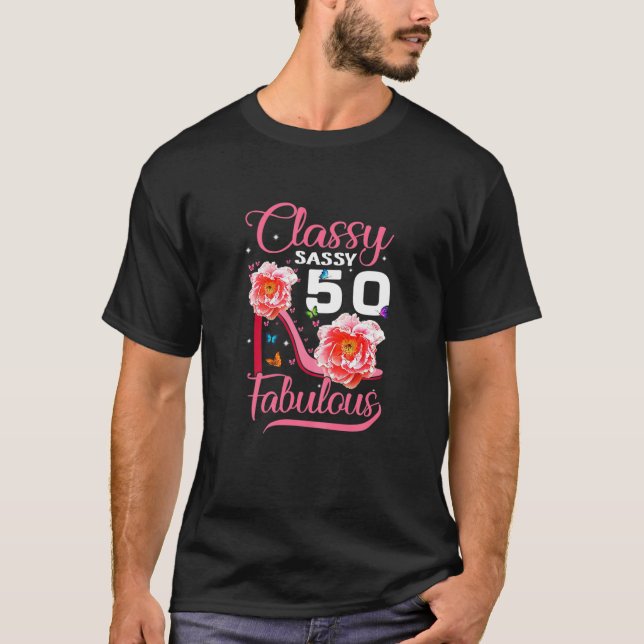 Camiseta Elegante Elegante Con 50 Fabulosa Parte De 50 Años (Anverso)