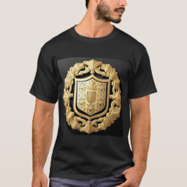 Camiseta Elegante Emblema Dorado Con Escudo Ornamentado