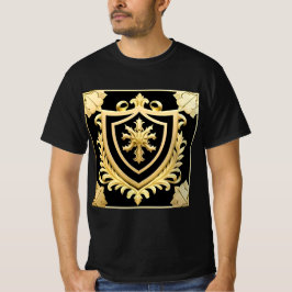 Camiseta Elegante Emblema Dorado Con Escudo Ornamentado