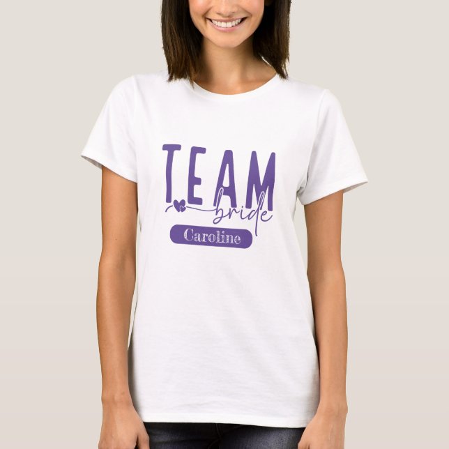 Camiseta Elegante equipo de Personalizable púrpura Bride Sq (Anverso)